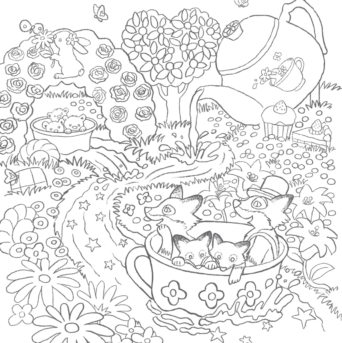 Welcome to Bunnies' Wonderland - Japanese Coloring Book