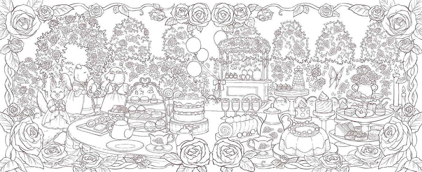 Friendly Little Squirrels and the Residents of Antique Town Coloring Book - Japanese Coloring Book