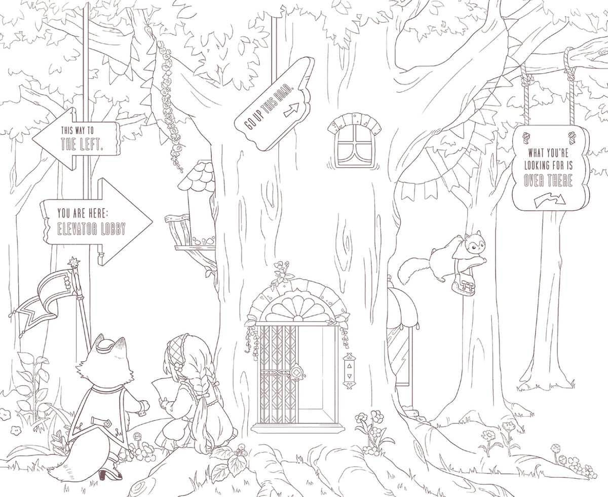 The Fox and the Mysterious Wish-Granting Tower – Japanese Coloring Book
