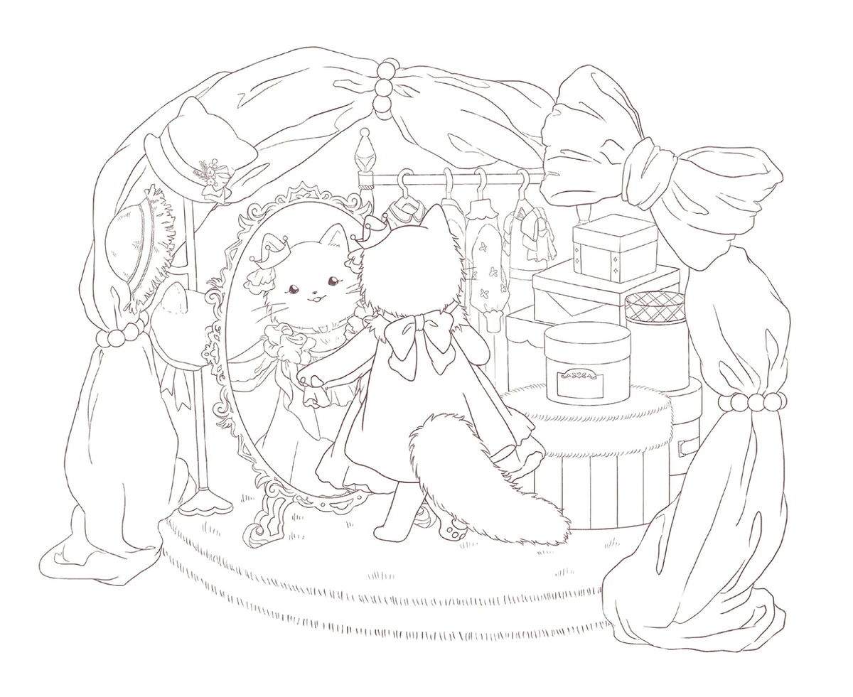 The Fox and the Mysterious Wish-Granting Tower – Japanese Coloring Book