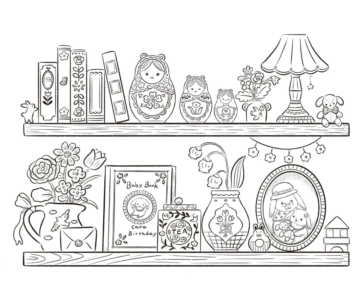 The Cozy Life of Kyara and Meru – Japanese Coloring Book