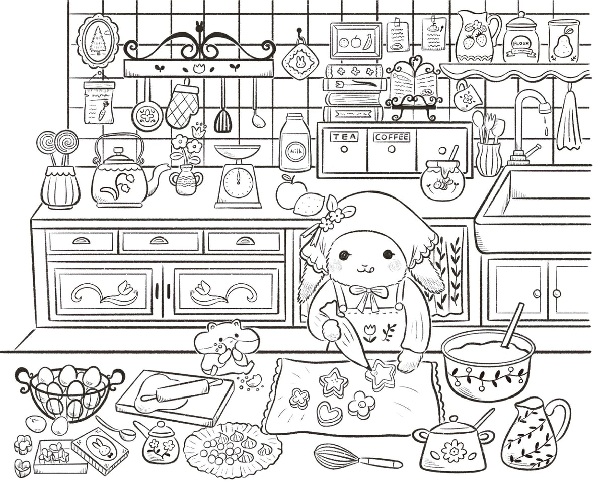 The Cozy Life of Kyara and Meru – Japanese Coloring Book