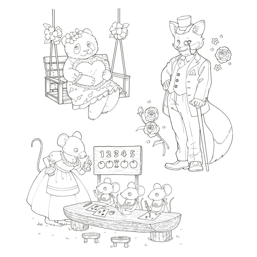 A Storybook Coloring Book: A Forest Diary with Little Twins - Japanese Coloring Book