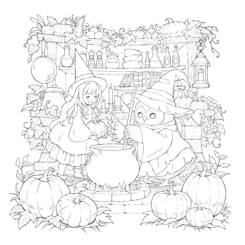 A Storybook Coloring Book: A Forest Diary with Little Twins - Japanese Coloring Book