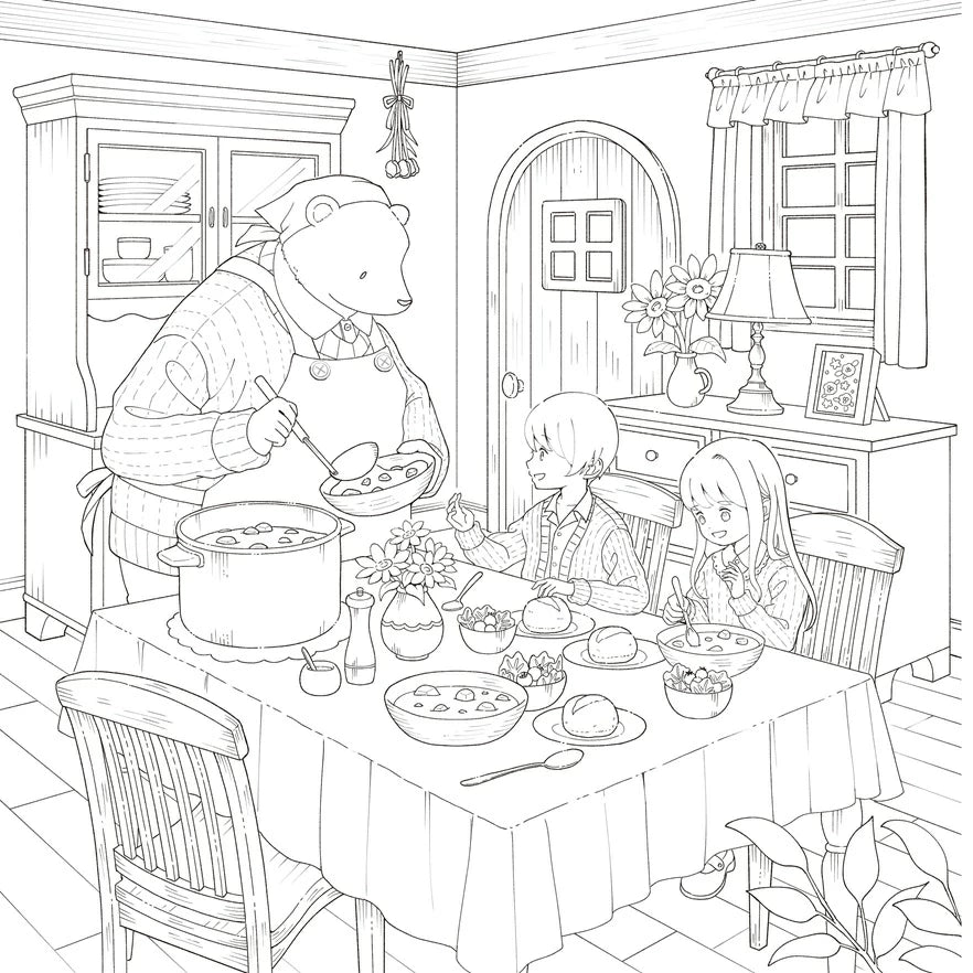 A Storybook Coloring Book: A Forest Diary with Little Twins - Japanese Coloring Book