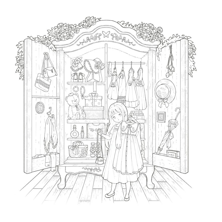 A Storybook Coloring Book: A Forest Diary with Little Twins - Japanese Coloring Book