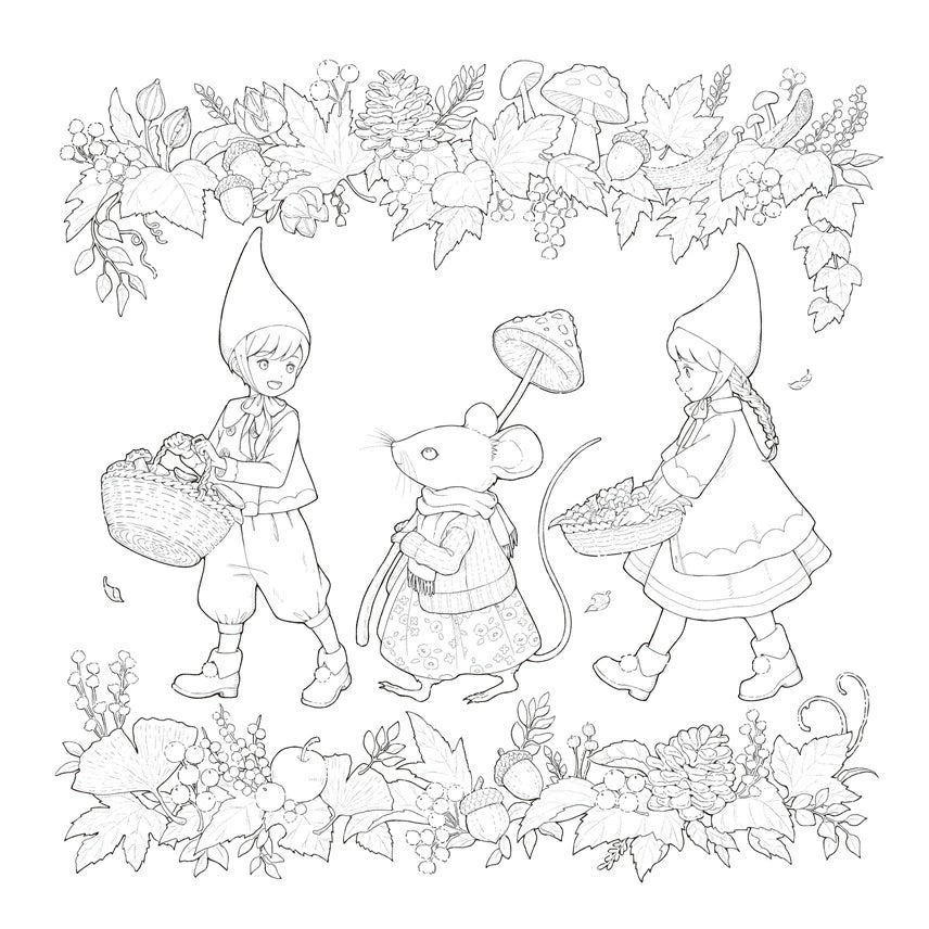 A Storybook Coloring Book: A Forest Diary with Little Twins - Japanese Coloring Book