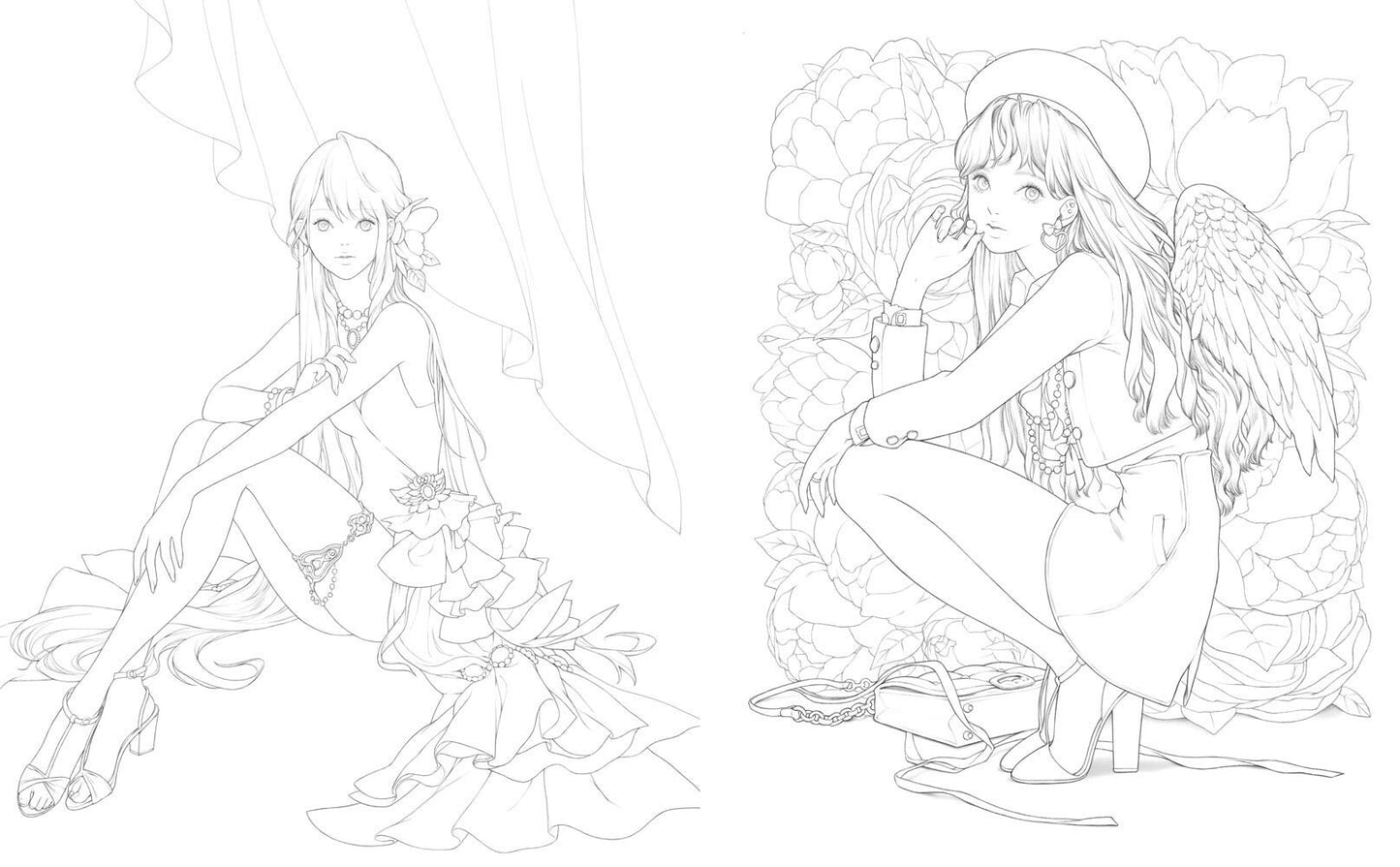 Mystica Mysterious Girls Coloring Book - Japanese Coloring Book