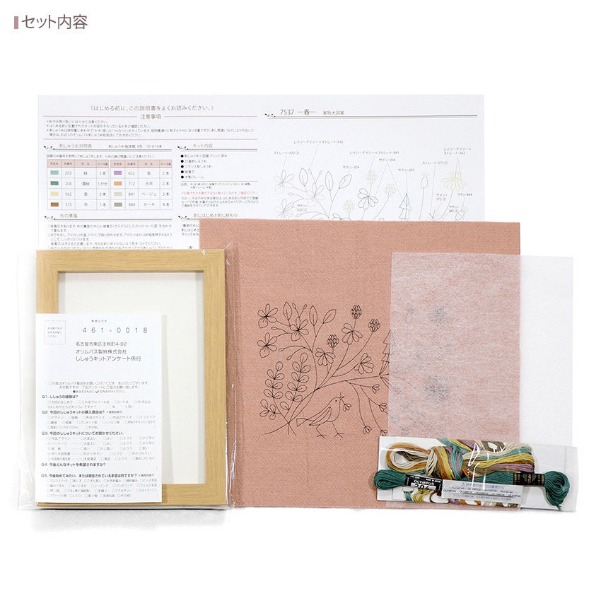 Alice Makabe Embroidery Kit & Frame with SPRING Theme- Japanese Craft Kit