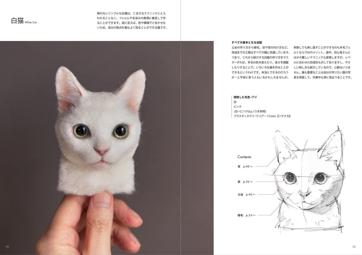 Portrait of a Cat Made of Wool Felt - How to Make WAKUNEKO - Japanese Craft Book