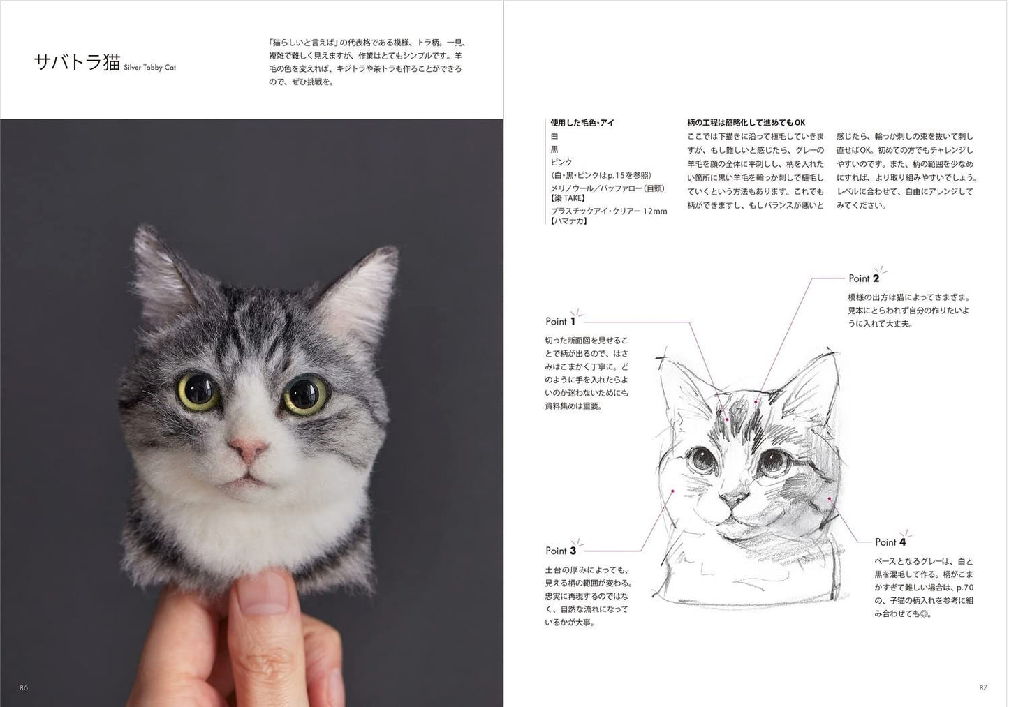 Portrait of a Cat Made of Wool Felt - How to Make WAKUNEKO - Japanese Craft Book